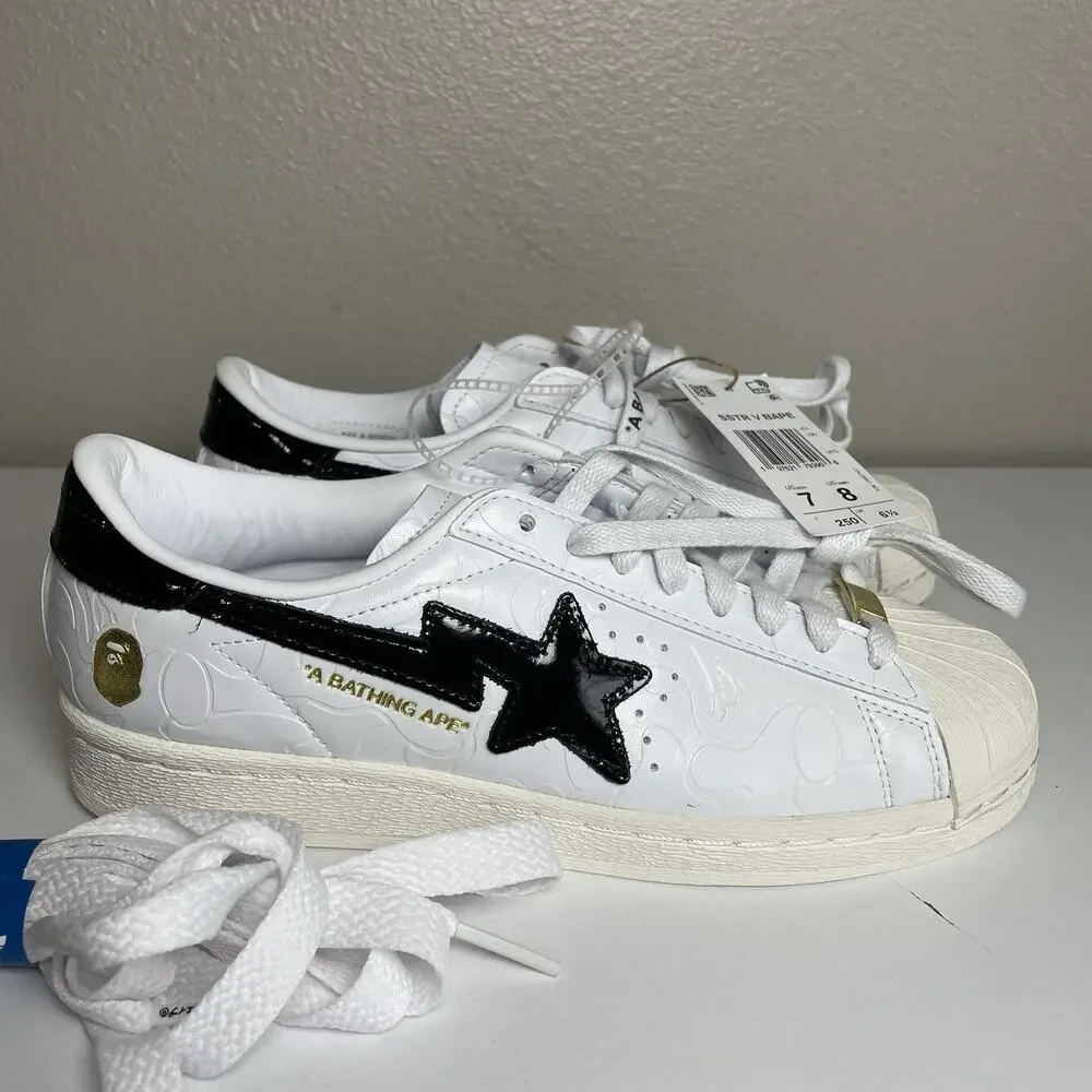 Bape X adidas Sz 7 Superstar Vintage Sneakers Classic Retro Originals Shoes Men